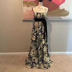 BCBG Paris Floral Satin Maxi Dress